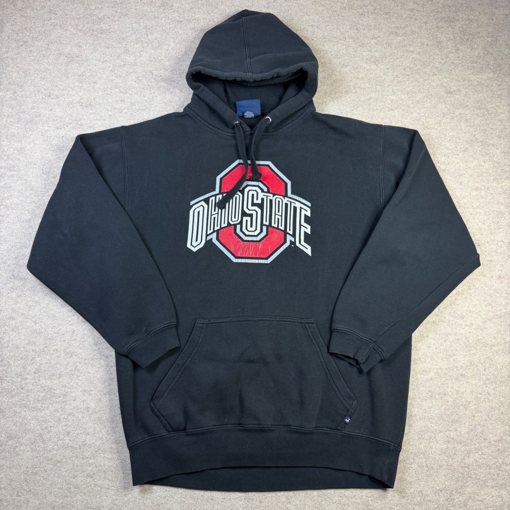 J. America Ohio State Buckeyes Hoodie Black Mens Large NCAA Pullover Sweatshirt